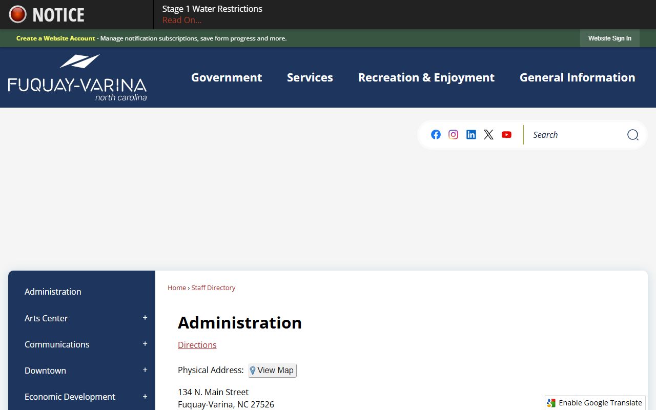 Fuquay-Varina phone directory administration staff entries