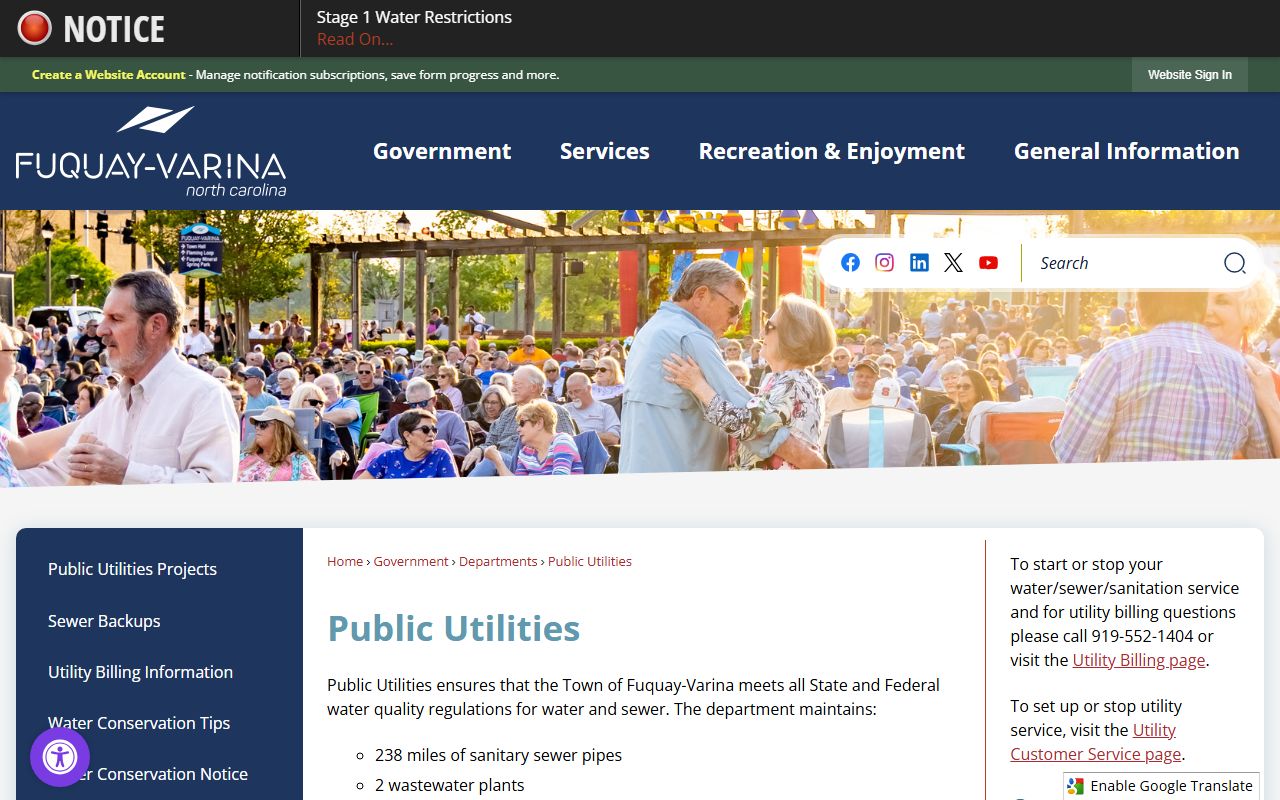 Fuquay-Varina phone directory public utilities contact block