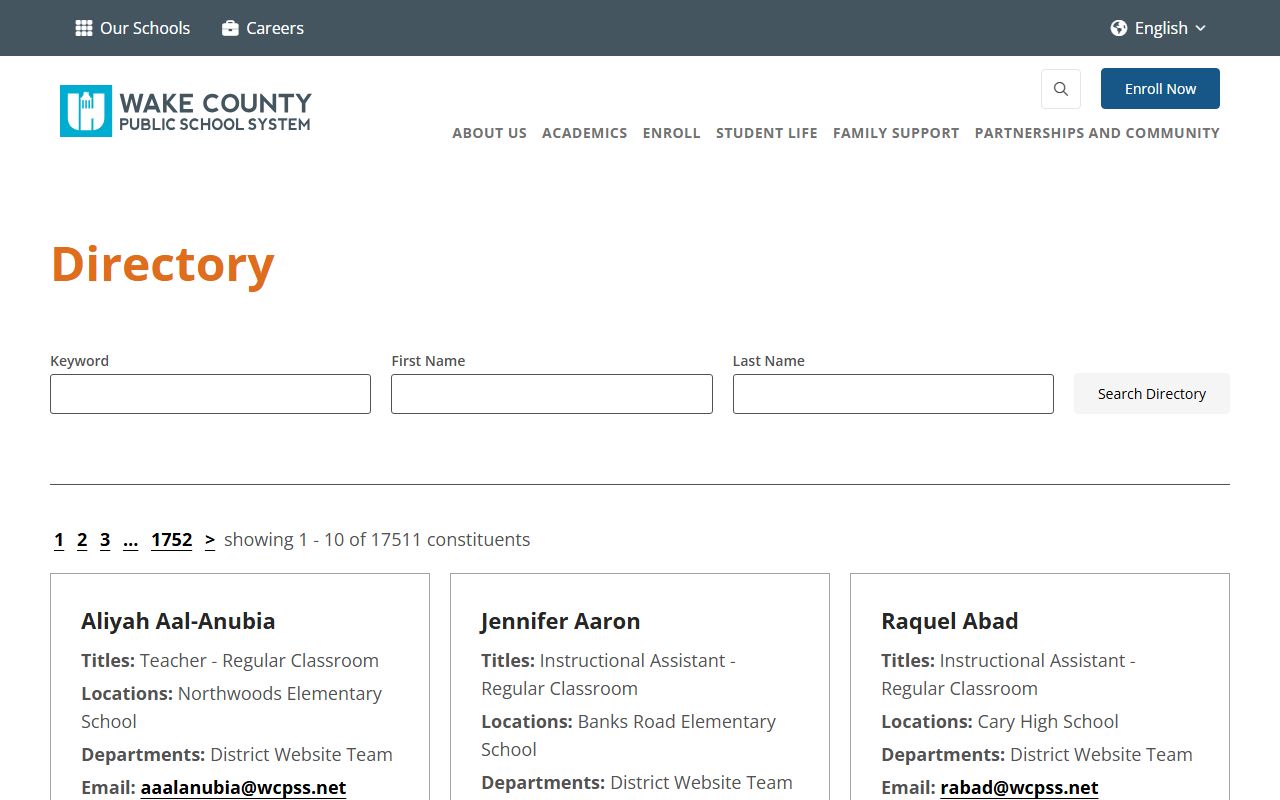 Fuquay-Varina phone directory Wake County Public School System staff search