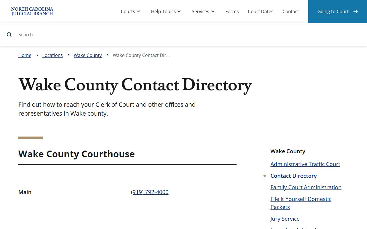 Fuquay-Varina phone numbers Wake County court directory